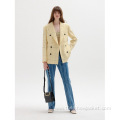 Trendy Clothing Office Yellow Plaid Blazer for Women